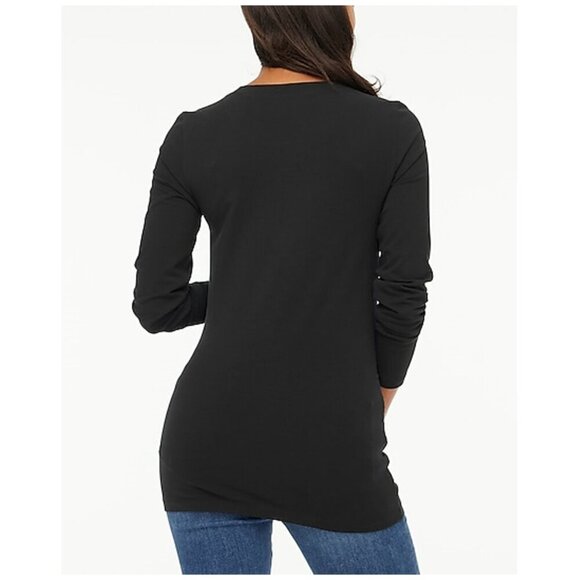 J. Crew Crewneck Long Sleeve Ruched Sides Maternity Tunic Tee Black Size S NWT - Picture 2 of 7